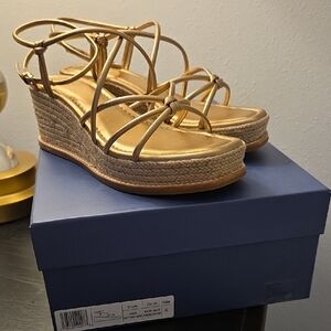 PAIGE Gold Strappy Wedge Sandals